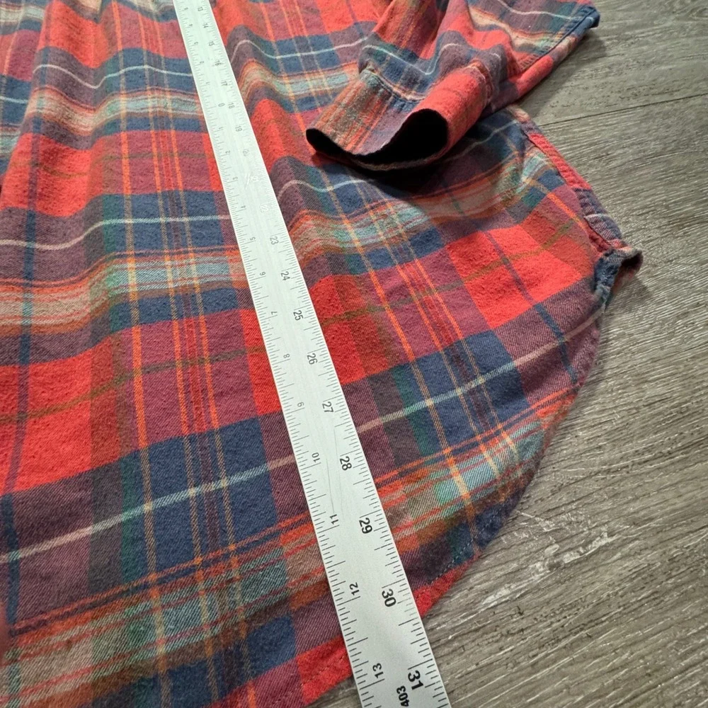 Lucky Brand Flannel Shirt Mens Large Red Plaid 100% Cotton Workwear Classic Fit